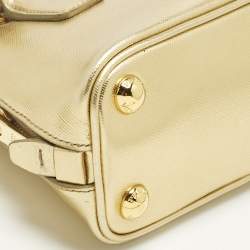 Pre Owned Prada Gold Saffiano Lux Leather Mini Promenade Satchel