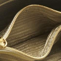 Pre Owned Prada Light Yellow Saffiano Patent Lux Leather Small Promenade Satchel