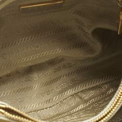 Pre Owned Prada Light Yellow Saffiano Patent Lux Leather Small Promenade Satchel