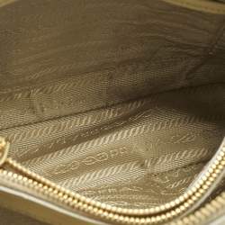 Pre Owned Prada Light Yellow Saffiano Patent Lux Leather Small Promenade Satchel