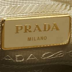 Pre Owned Prada Light Yellow Saffiano Patent Lux Leather Small Promenade Satchel