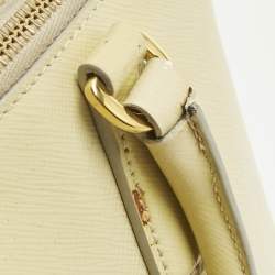 Pre Owned Prada Light Yellow Saffiano Patent Lux Leather Small Promenade Satchel