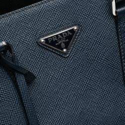 Pre Owned Prada Navy Blue Saffiano North South Tote
