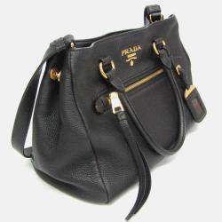 Pre Owned Prada Vitello Phenix Leather Handbag Black