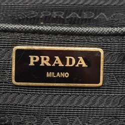 Pre Owned Prada Black Saffino Leather Medium Double Zip Tote