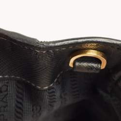 Pre Owned Prada Black Saffino Leather Medium Double Zip Tote