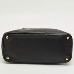 Pre Owned Prada Black Saffino Leather Medium Double Zip Tote