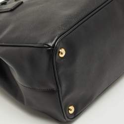 Pre Owned Prada Black Saffino Leather Medium Double Zip Tote