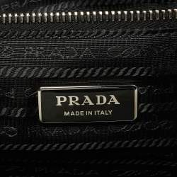 Pre Owned Prada White/Black Terry Cloth Logo Tote