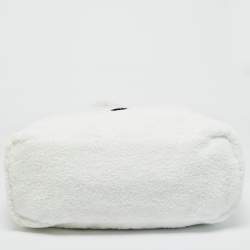 Pre Owned Prada White/Black Terry Cloth Logo Tote