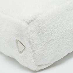 Pre Owned Prada White/Black Terry Cloth Logo Tote