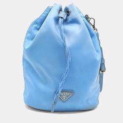 Pre Owned Prada Blue Nylon Re-Nylon Bucket Pouch