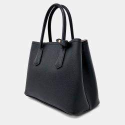 Pre Owned Prada Black Leather Saffiano Double Tote and Shoulder Bag