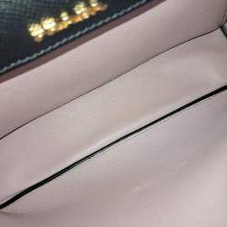 Pre Owned Prada Black Leather Saffiano Double Tote and Shoulder Bag