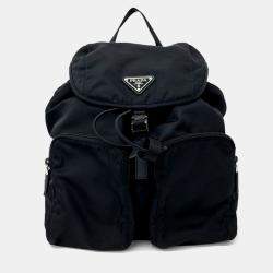 Pre Owned Prada Black Nylon Tesuto Two-Pocket Backpack