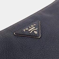 Pre Owned Prada Navy Blue Leather Vitello Crossbody Bag