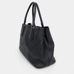 Pre Owned Prada Black Leather Dino Tote and Shoulder Bag