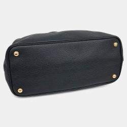 Pre Owned Prada Black Leather Dino Tote and Shoulder Bag