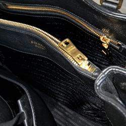 Pre Owned Prada Black Leather Dino Tote and Shoulder Bag