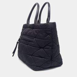 Pre Owned Prada Black Nylon Re-Nylon Tessuto Quilted Tote and Shoulder Bag