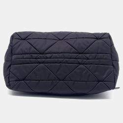 Pre Owned Prada Black Nylon Re-Nylon Tessuto Quilted Tote and Shoulder Bag