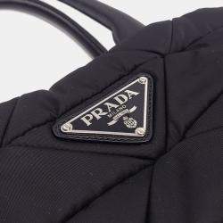 Pre Owned Prada Black Nylon Re-Nylon Tessuto Quilted Tote and Shoulder Bag