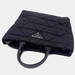 Pre Owned Prada Black Nylon Re-Nylon Tessuto Quilted Tote and Shoulder Bag