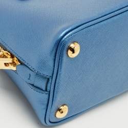 Pre Owned Prada Metallic Blue Saffiano Leather Promenade Satchel