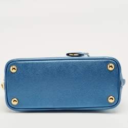 Pre Owned Prada Metallic Blue Saffiano Leather Promenade Satchel