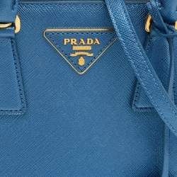 Pre Owned Prada Metallic Blue Saffiano Leather Promenade Satchel