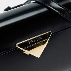 Pre Owned Prada Black Medium Brushed Leather Satchel