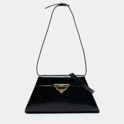 Pre Owned Prada Black Medium Brushed Leather Satchel