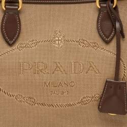 Pre Owned Prada Brown Canvas and Leather Canapa Logo Tote