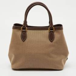 Pre Owned Prada Brown Canvas and Leather Canapa Logo Tote