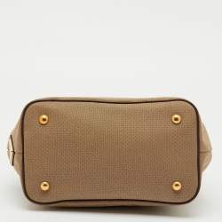 Pre Owned Prada Brown Canvas and Leather Canapa Logo Tote