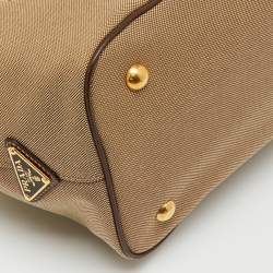 Pre Owned Prada Brown Canvas and Leather Canapa Logo Tote
