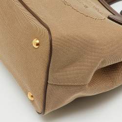 Pre Owned Prada Brown Canvas and Leather Canapa Logo Tote