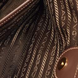 Pre Owned Prada Brown Canvas and Leather Canapa Logo Tote