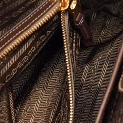 Pre Owned Prada Brown Canvas and Leather Canapa Logo Tote