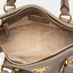 Pre Owned Prada Grey Soft Calfskin Shopping Satchel