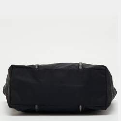 Pre Owned Prada Black Re-Nylon and Leather Tote