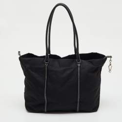 Pre Owned Prada Black Re-Nylon and Leather Tote