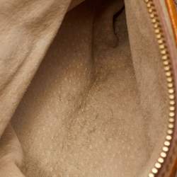 Pre Owned Prada Beige/Tan Canvas and Cinghiale Leather Top Handle Bag