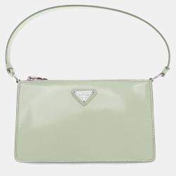 Pre Owned Prada Green Brushed Leather Shoulder Bag