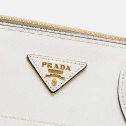 Pre Owned Prada City Calf Trimmed Saffiano Greche Paradigme Bag