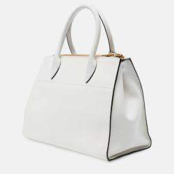 Pre Owned Prada City Calf Trimmed Saffiano Greche Paradigme Bag