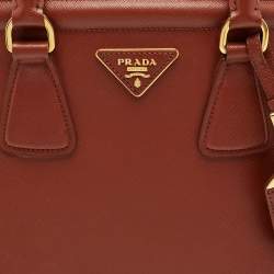 Pre Owned Prada Brick Brown Saffiano Lux Leather Parabole Tote