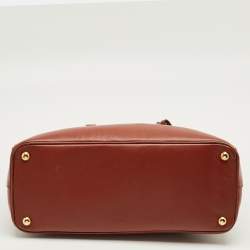 Pre Owned Prada Brick Brown Saffiano Lux Leather Parabole Tote