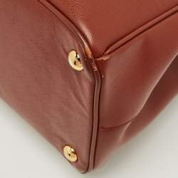 Pre Owned Prada Brick Brown Saffiano Lux Leather Parabole Tote