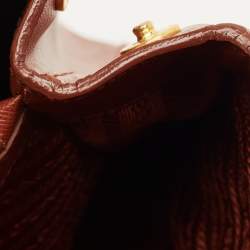 Pre Owned Prada Brick Brown Saffiano Lux Leather Parabole Tote